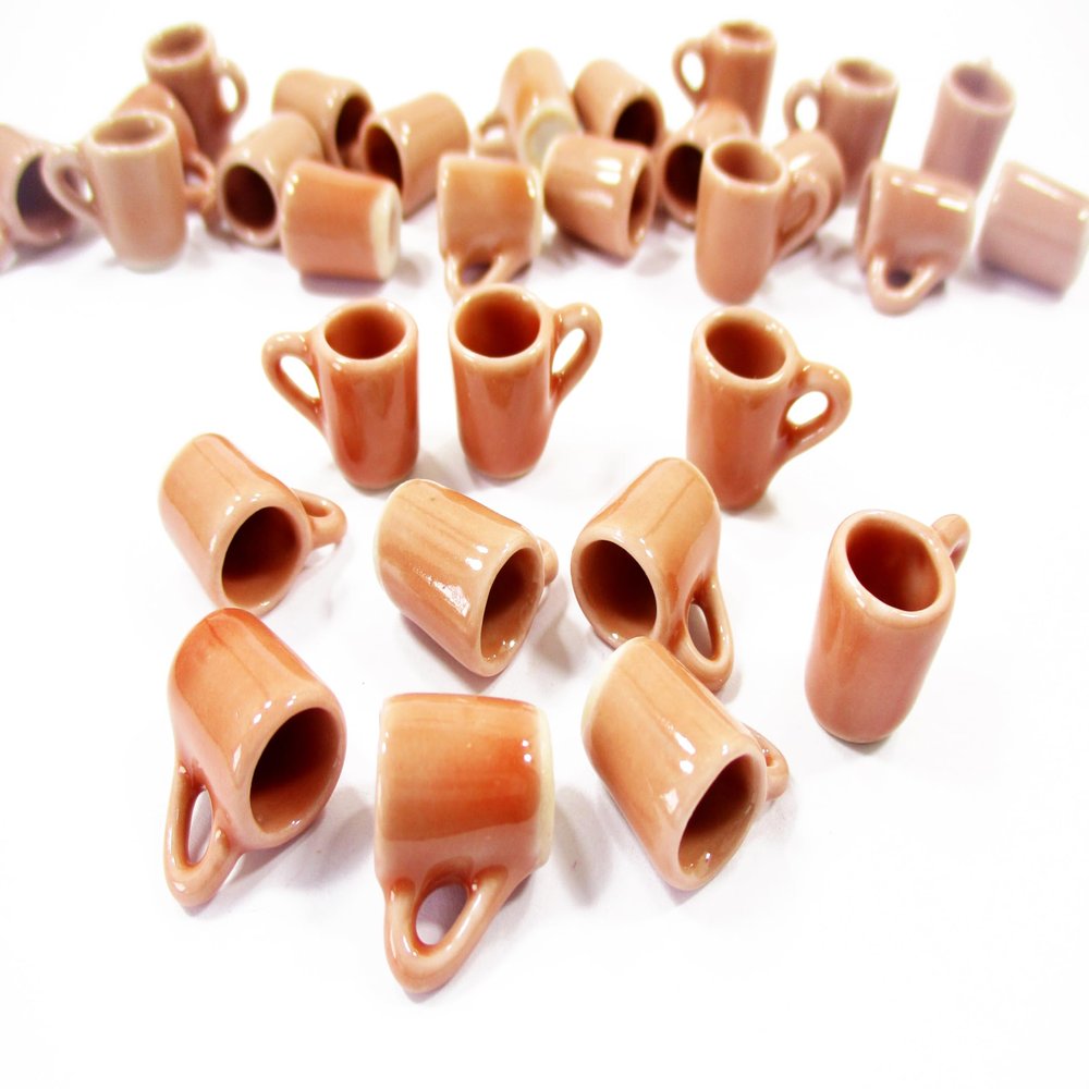 10 Salmon Coffee Tea Funnel Cup Mug 1:6 Dolls House Miniature Ceramic Kitchen 3867