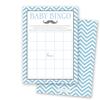 24 Cnt Little Mustache Blue Chevrons Baby Bingo Cards view 1