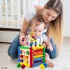 Play22 Wooden Activity Cube for Baby - 6 in-1 Baby Activity Play Cube with Bead Maze, Shape Sorter, Abacus Counting Beads, Counting Numbers, Sliding Shapes, Removable Bead Maze, 8Pcs Stacking Cups view 3