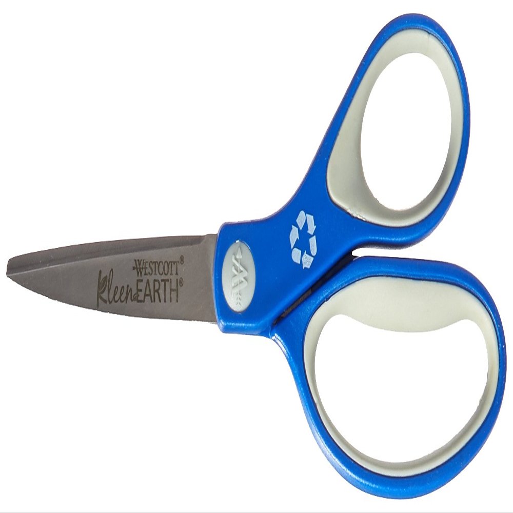 Westcott 7-Inch Kleenearth Soft Handle Straight Scissors, Blue/Gray (15553)