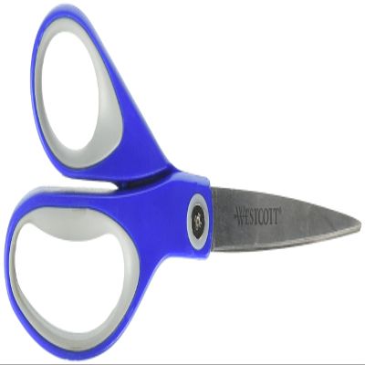 Westcott Kleenearth Soft Handle Straight Scissors, Blue/Gray
