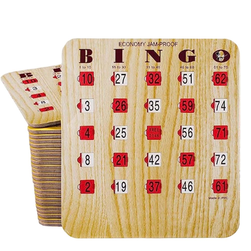 MR CHIPS Jam-Proof Fingertip Slide Bingo Cards with Sliding Windows 10 Pack in Tan Style
