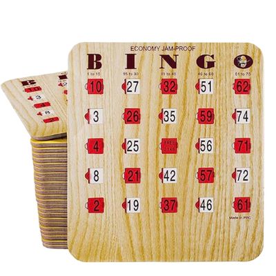 MR CHIPS Jam-Proof Fingertip Slide Bingo Cards with Sliding Windows 25 Pack in Tan Style