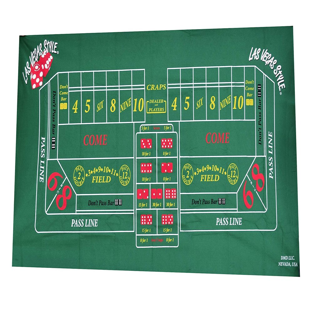 New Casino Craps Green Felt Layout 36" X 72"