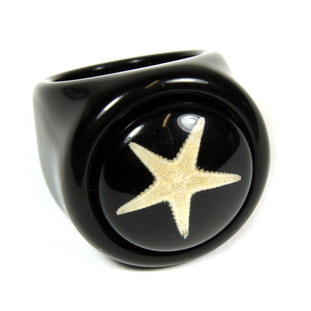 Starfish Black Ring Size 7