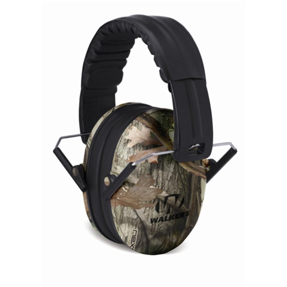 WALKERS Youth Childrens Low Profile Lightweight Padded Headband Adjustable Folding Noise-Reducing Hearing Protection Earmuffs, Camo