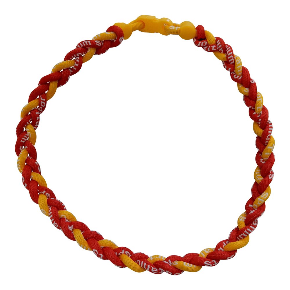 20" Red Yellow Titanium Sports Tornado Necklace w/ Case