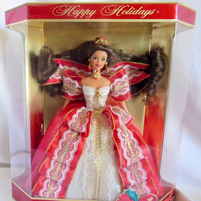 1997 Happy Holidays Brunette Barbie Doll NRFB by Barbie