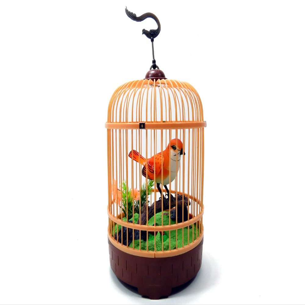 Az Import & Trading BC507B Singing & Chirping Bird in Cage - Realistic Sounds & Movements Red by AZ Import