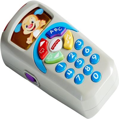 Fisher-Price Laugh and Learn Remote, Light-up Screen, UK English Version, Push Buttons and 35+ Sing-Along Songs, Tunes & Phrases, Baby Learning Toy, Early Development, English Version DLD30