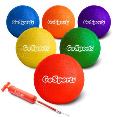GoSports 8.5 inch Playground Ball (Set of 6) with Carry Bag and Pump - Classic