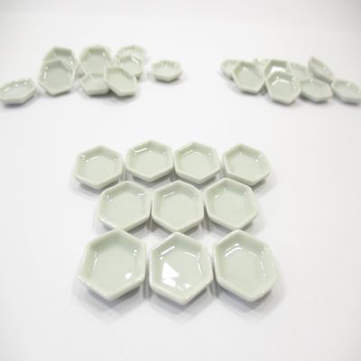 10 Mini White Hexagonal Plate Dish Dollhouse Miniature Kitchen Ceramic 13262