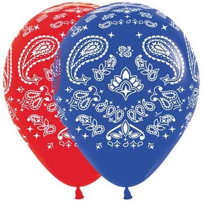 11" Bandana Assortment (Cowboy or Western) Latex Balloons - Bag of 10