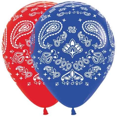 11" Bandana Assortment (Cowboy or Western) Latex Balloons - Bag of 10