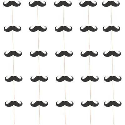 Black Paper Mustache Picks (3" x 1.25") - Decorations for Party, Event, or Celebration - 25 Pcs
