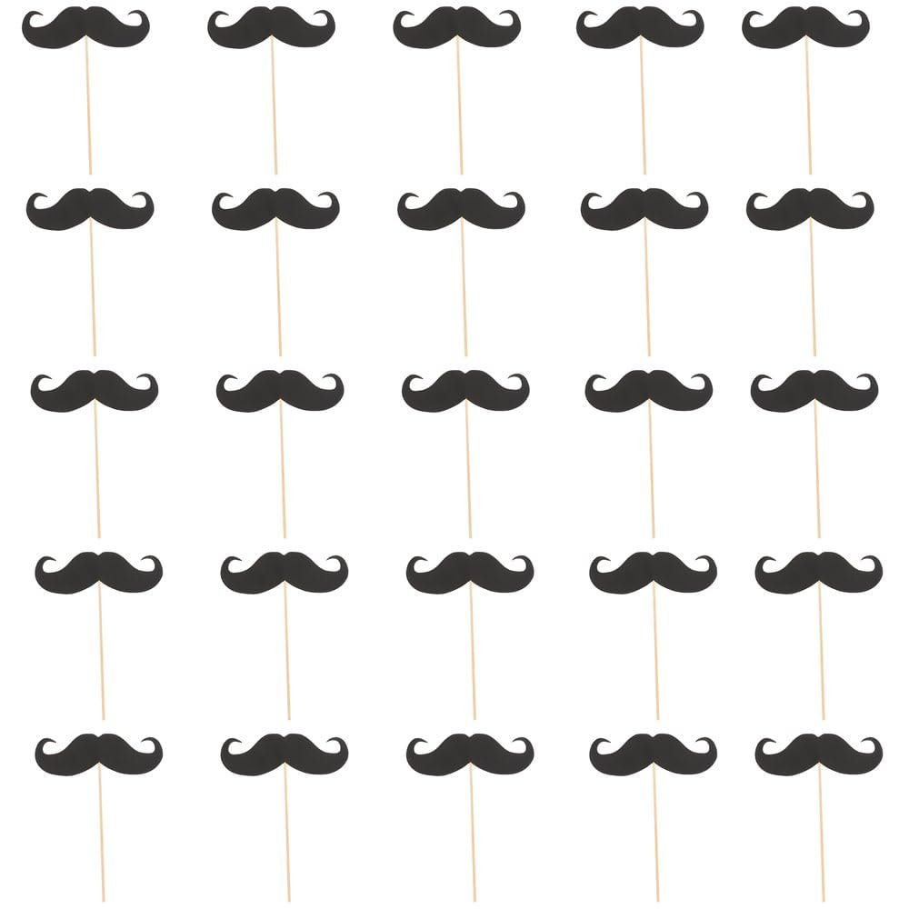 Black Paper Mustache Picks (3" x 1.25") - Decorations for Party, Event, or Celebration - 25 Pcs