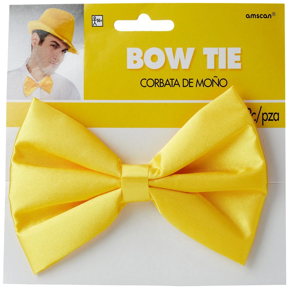Amscan Yellow Fabric Bow Tie - 3.25" x 6" (Pack of 1) - Stylish & Versatile Accessory for Every Occasion, Parties & Events