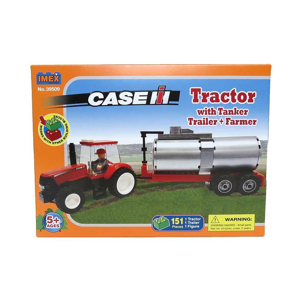 Case IH Magnum 190 with Farmer & Trailer, 73 Pc Block Set by IMEX