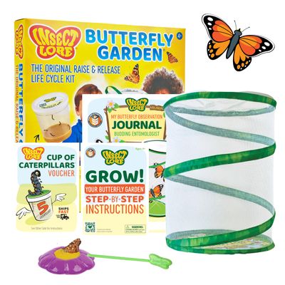 Insect Lore Raise and Release Butterfly Garden Kit Caterpillar Habitat with redeemable Voucher STEM-accredited Butterfly Growing Kit for Kids, Classrooms, and Homeschool Learning