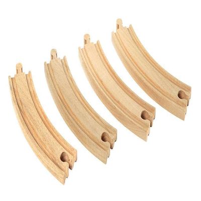BRIO World 33342 - Large Curved Wooden Tracks | 4-Piece Toy Train Set Extension | Compatible with All BRIO Railway Toys | Safety Tested and Approved | Ideal for Kids Ages 3 and Up