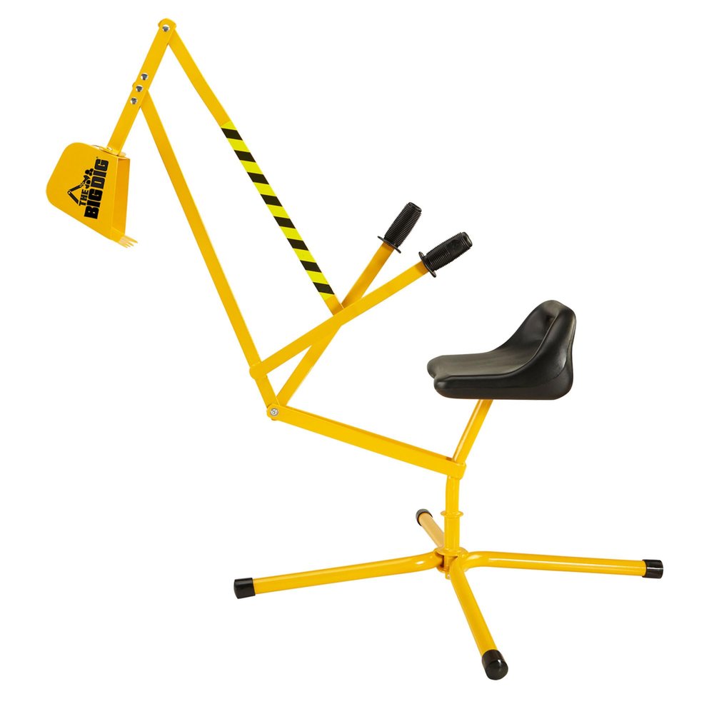 Big Dig Toy Excavator Ride, Sandbox Digger w/ 360 Rotation Base for Kids Ages 3 & Up, Yellow - Outdoor Playground and Sand Beach Construction Riding Toys for Children