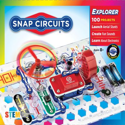 Snap Circuits Jr. SC-100 Electronics Exploration Kit, Over 100 Projects, Full Color Project Manual, 28 Parts, STEM Educational Toy for Kids 8 +