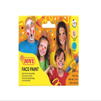 Jovi 176 - Box of 10 Coloured Sticks for Body Painting, Assorted