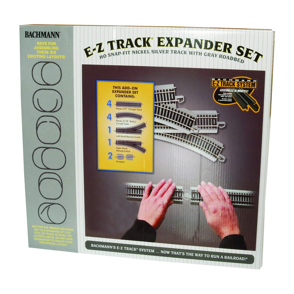 Bachmann Trains SnapFit EZ TRACK LAYOUT EXPANDER SET NICKEL SILVER Rail With Grey Roadbed HO Scale, Medium