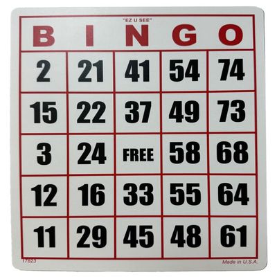 EZ to Read Bingo Card - One Card