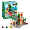 BRIO World Parking Garage - 7-Piece Wooden Toy Garage with 2 Cars, 1 Transporter Wagon, and Wooden Ramp Tracks - Works with All BRIO Train Sets - FSC-Certified - Sparks Creativity & Fun - Ages 3 & Up view 1