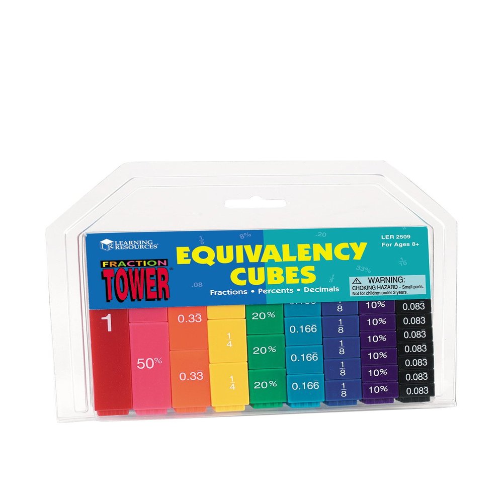 Learning Resources Fraction Tower Equivalency Cubes - 51 Pieces, Ages 6+ Math Toys for Kids, Classroom and Homeschool Accessories, Fractions for Kids