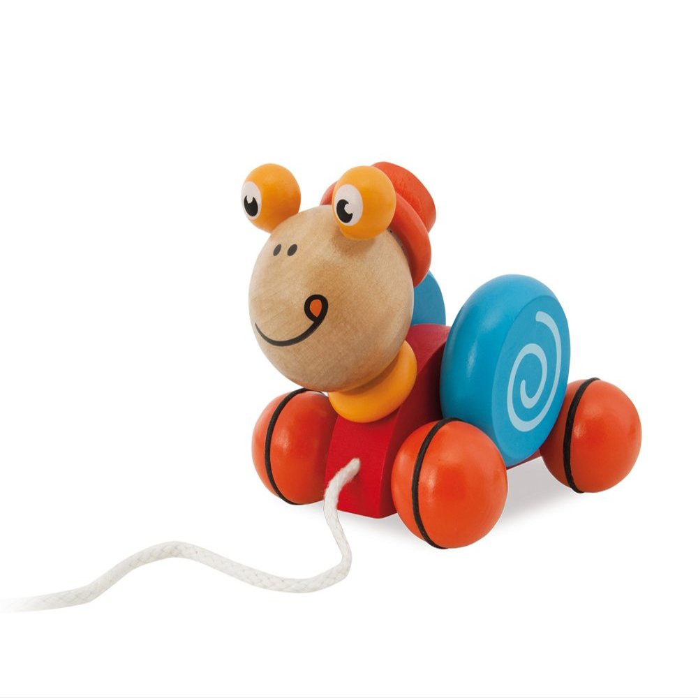Eichhorn 100002414 Pull-Along Animal, 2 Assorted Designs Snail/Turtle 15 cm for Drawing