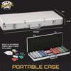 Fat Cat 11.5 Gram Texas Hold 'em Claytec Poker Chip Set with Aluminum Case, 500 Striped Dice Chips view 4