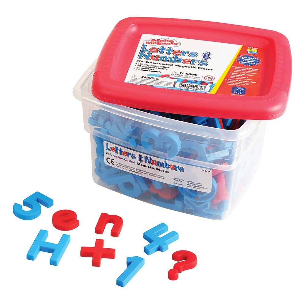 Educational Insights Color-Coded Uppercase & Lowercase AlphaMagnets and MathMagnets, Set of 214 Letters, Numbers, Punctuation & Math Symbols, Preschool Kindergarten Classroom Must Haves, Ages 3+
