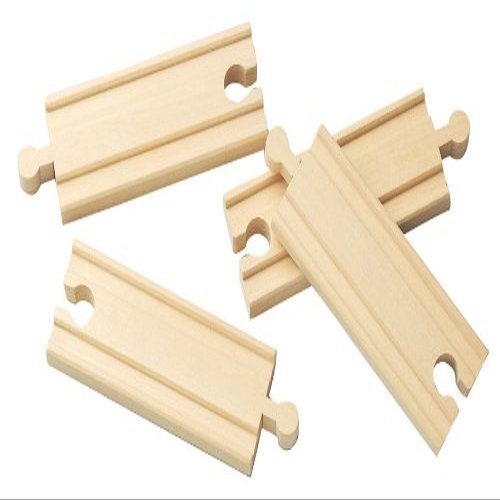 maxim enterprise, inc. Wooden Train Track Set, 4" Straight Railway Track for Toy Train, Track Expansion Pack Compatible with Thomas & Friends, Brio Railway Accessories, and Other Major Brands, 4 Pack