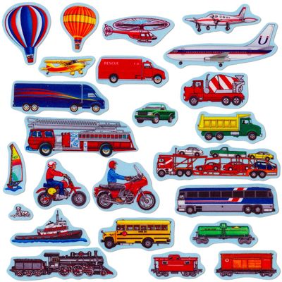 Little Folk Visuals Train, Trucks & Planes Precut Felt Pieces, 24 Pieces Set
