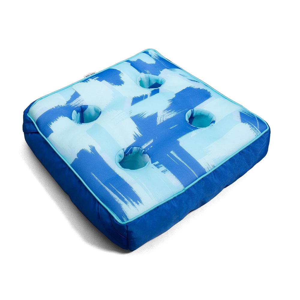 Big Joe Captain's Caddie No Inflation Needed Pool Float Drink Holder, Paintbrush Blue Double Sided Mesh, Quick Draining Fabric, 2 feet