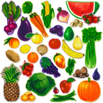 Little Folk Visuals Fruits and Vegetables Combo Precut Felt Pieces, 34 Pieces Set
