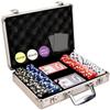 DA VINCI 200 Dice Striped 11.5 gram Poker Chip Set with Aluminum Case, Dealer Button, 2 Decks of Cards view 1