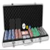 DA VINCI Professional Set of 500 11.5 Gram Casino Del Sol Poker Chips with Denominations, 2 Decks of Plastic Playing Cards, 2 Cut Cards & 3 Dealer Buttons (Silver Aluminum Frame Case) view 1
