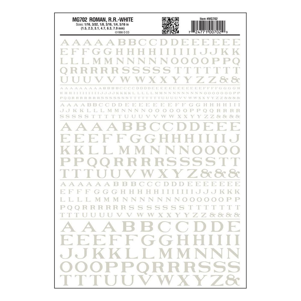 Woodland Scenics MG702 Roman R.R. Letters White 1/16-5/16 WOOU0702