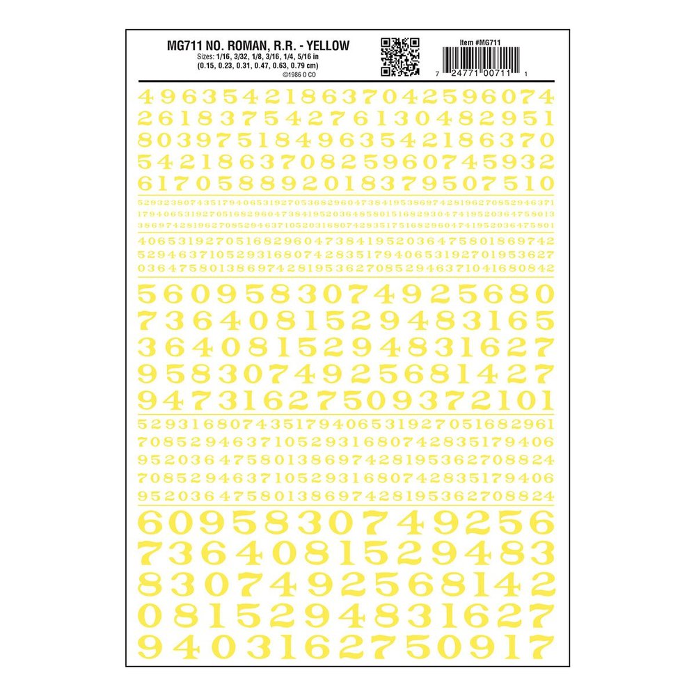 Woodland Scenics Roman Numbers, Yellow WOOMG711