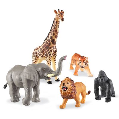 Learning Resources Jumbo Jungle Animals, Animal Toys for Kids, Safari Animals, 5 Pieces, Ages 18 months+