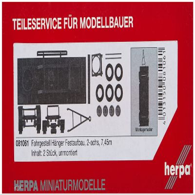 Herpa 081061 081061-Trailer Chassis for 2-axle Fixed Body 7.45 m, Content 2 Pieces