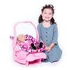 Joovy Toy Car Seat Baby Doll Carrier Featuring Crash-Tested Latch System for Safety, Machine-Washable Cover for Easy Cleaning, and Five-Point Harness - Fits Dolls 12 to 22, Pink view 1