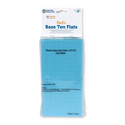 Learning Resources Plastic Base Ten Flats, Early Math, Counting, Place Value, Homeschool, 10 Pieces, Ages 6+