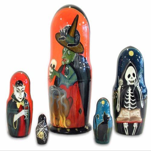 Golden Cockerel Made in Russia Halloween Witch Nesting Doll 5pc./6" Vampire Collectible Babushka Russian Doll 100% Guaranteed!