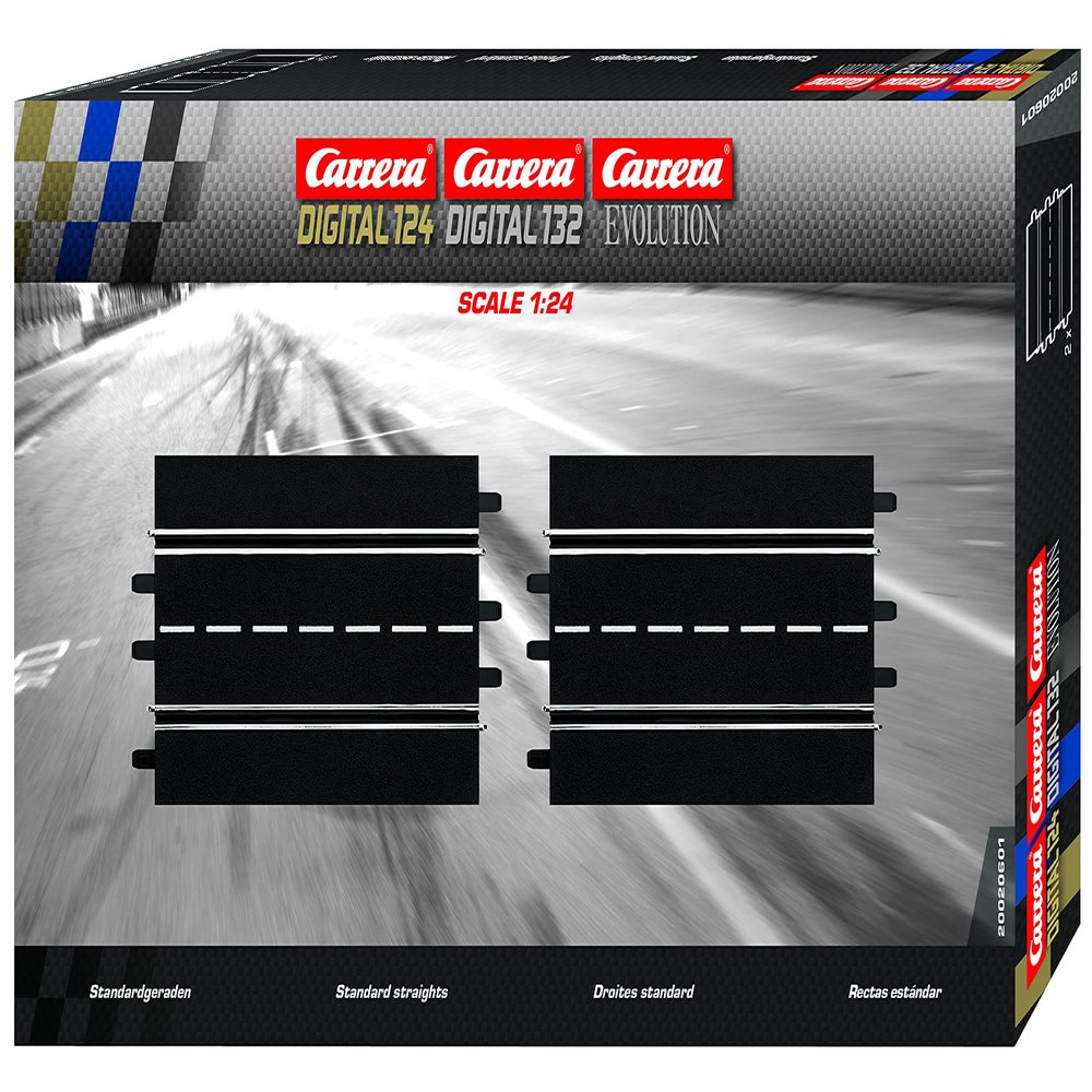 Carrera 20601 2-Pack of 13.58-in. Straights add on Expansion Accessory Pack Set Compatible with Evolution, Digital 132, and Digital 124 Slot car Tracks