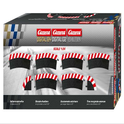 Carrera 20020565 Outer Edge Strip for steep Curve 2/30 (6), end Pieces (2) Slot Car Track Accessory, Multicolor, One Size