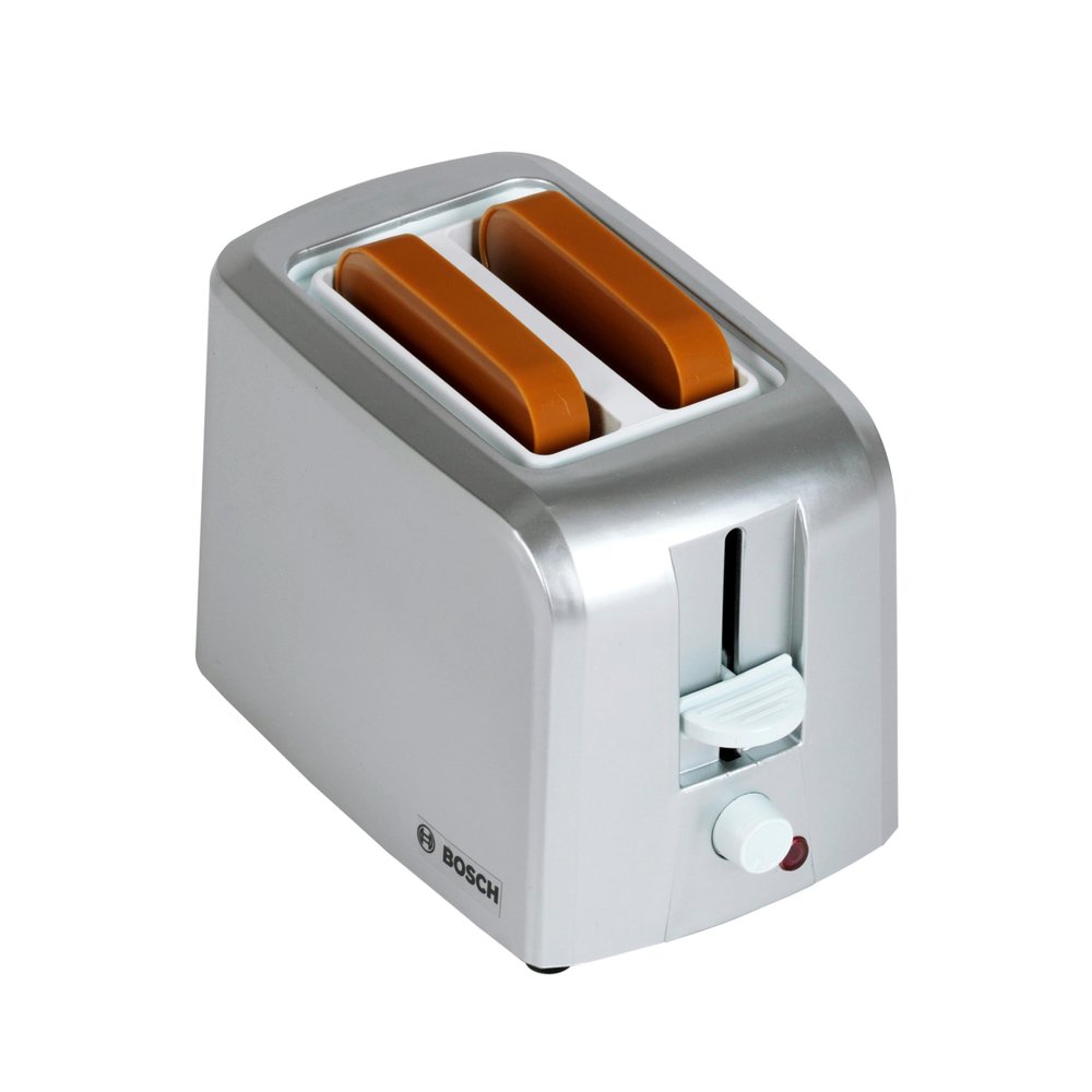 Theo Klein 9210 Bosch Toaster with Mechanical Toast Function, Includes 2 Slices Toy Toast, Dimensions: 15 cm x 12 cm x 10.5 cm, Toy for Children from 3 Years